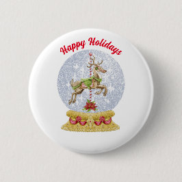 Knopf Rentier in Snow Globe Button