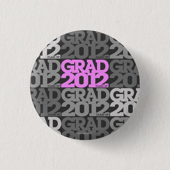 Knopf-Rosa-Schwarz-Muster der Abschlüsse-2012 Button (Vorderseite)