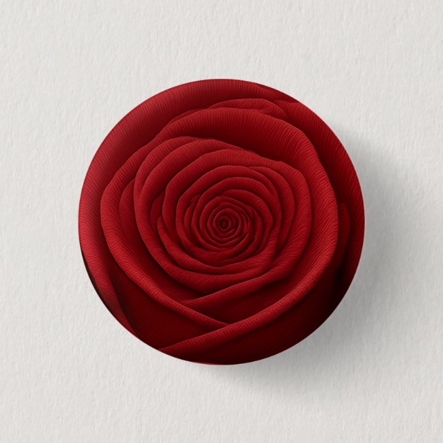 Knopf  - Rote Rosenblüte Button (Vorderseite)