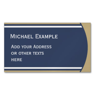 KNOPF RUNDE Streifen blau beige grau + Ihr Text Magnetische Visitenkarte