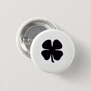 Knopf Schwarze Klee weiß Button