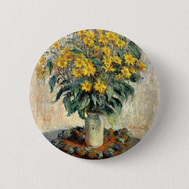 Knopf, Topinambur-Blumen Claudes Monet Button (Vorderseite)