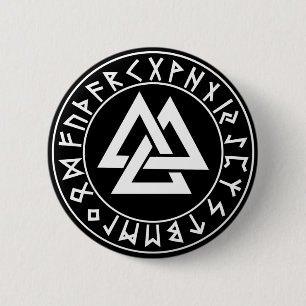 Knopf Tri Dreieck Rune-Schild auf Schwarzem Button