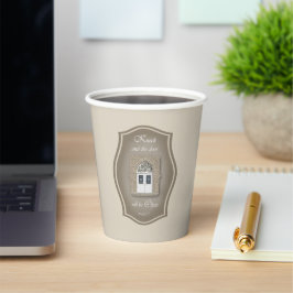 Knopf und Tür wird geöffnet - Papiercup Pappbecher