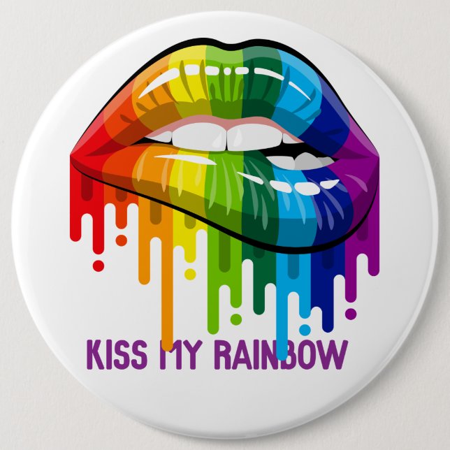Knopf "Vintag Kiss My Rainbow Lips" Button (Vorderseite)