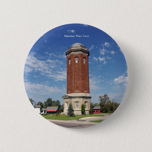 Knopf Wasserturm Manistique Button (Vorderseite)
