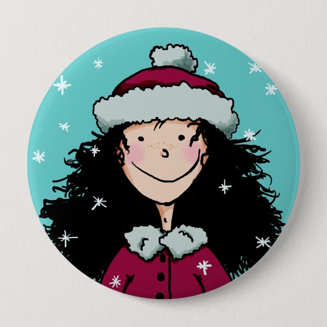 Knopf, Winter-Mädchen Button (Vorderseite)