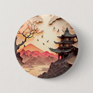 Knopfdruck für altes chinesisches Scenepapier Button