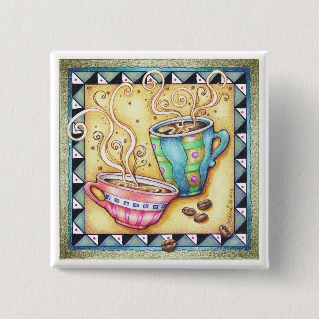 KNÖPFE - COOLE BOHNEN! KAFFEE-KUNST BUTTON (Vorderseite)