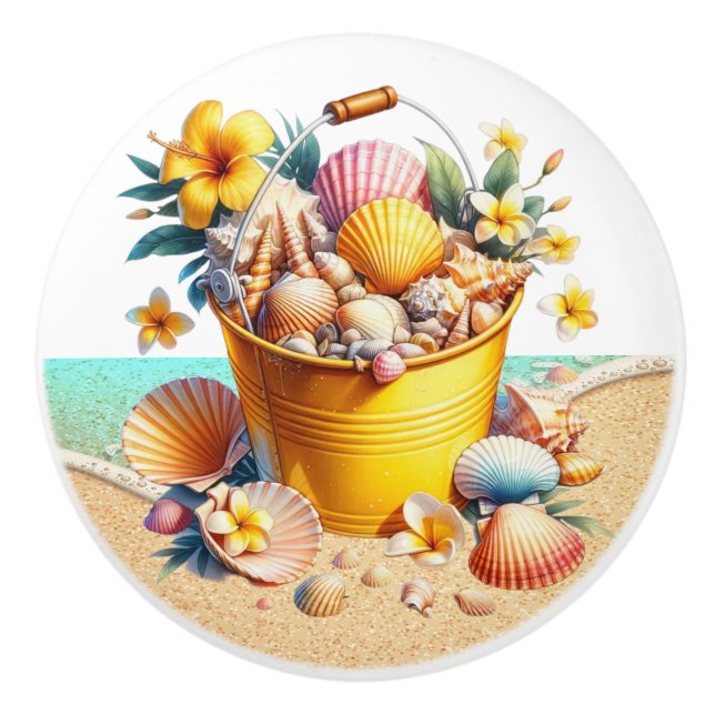 Knöpfe für die Muschel am Strand - SRF Keramikknauf (Vorderseite)