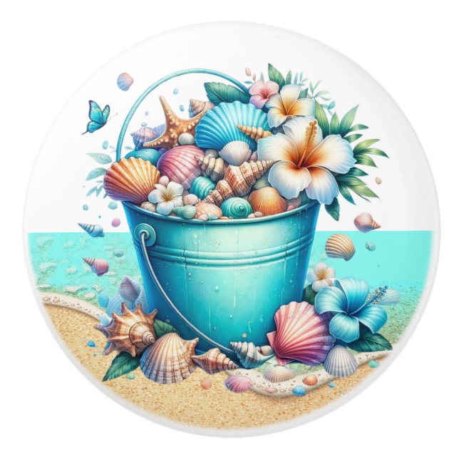 Knöpfe für die Muschel am Strand - SRF Keramikknauf (Vorderseite)