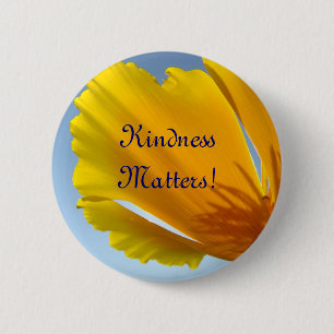 Knöpfe Orange Mohnblumen - Freundlichkeit zählt! Button