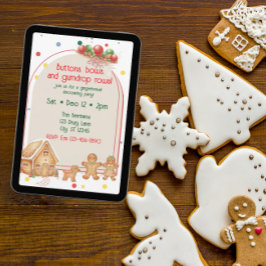 Knöpfe, Schleifen und Gummibonbonreihen Lebkuchen Einladung