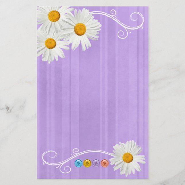 Knöpfen Sie Gänseblümchen lila Briefpapier (Vorderseite)