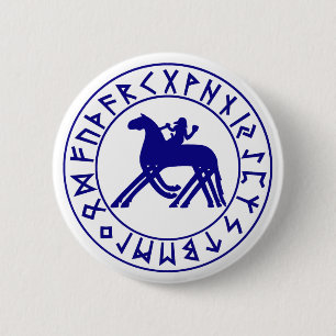 knöpfen Sie Sleipnir Schild blau Button