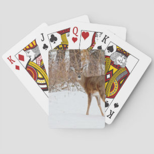 Knopfknochen Hirsch im Winter Weißen Schneefeld Spielkarten