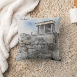 Knossos Palace Crete Throw Pillow - Altes Griechen Kissen