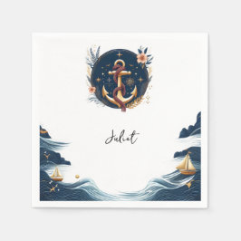 Knot Boat Ship Navy Blue Nautical Brautparty Serviette