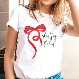 Knoten Binden Rote Kokette Schleife Junggesellinne T-Shirt