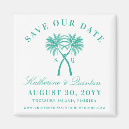 Knotted Palm Trees Hearts Wedding Save the Date Magnet