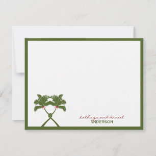 Knotted Palm Trees Red Liebe Tropical Beach Hochze Dankeskarte