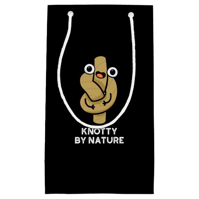 Knotty by Nature Funny Knot Pun Dark BG Kleine Geschenktüte (Vorderseite)