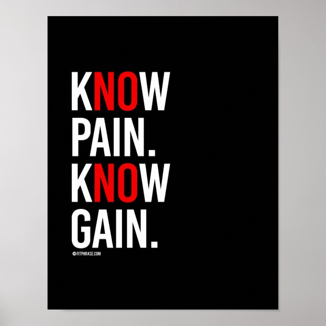 Know Pain Know Gain - Training Fitness -.pnng Poster (Vorne)