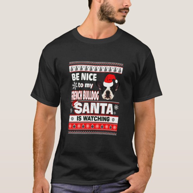 Know Santa French Bulldog T-Shirt (Vorderseite)