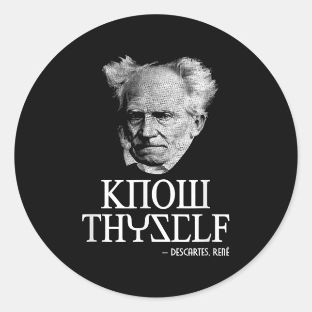 Know Thyself Sokrates Descartes Schopenhauer Philo Runder Aufkleber (Vorderseite)