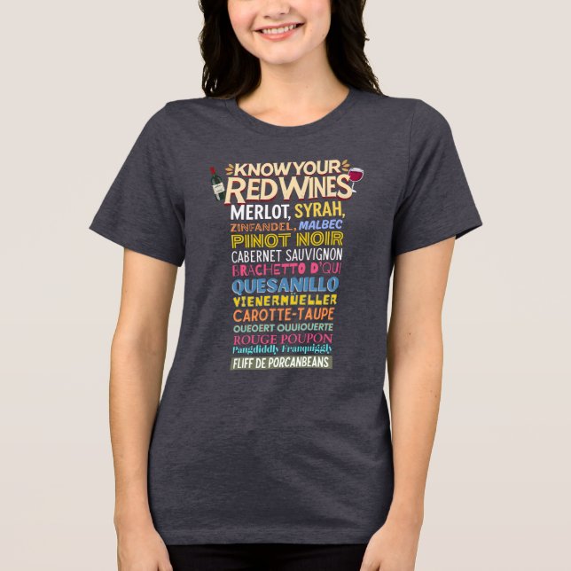 Know Your Red Wines (Kinda) Tri-Blend Shirt (Vorderseite)