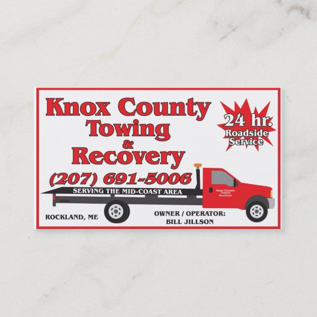 Knox County Schleppen Visitenkarte (Vorderseite)