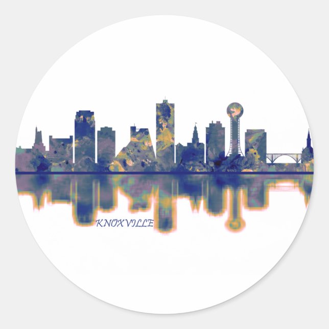 Knoxville Skyline Runder Aufkleber (Vorderseite)