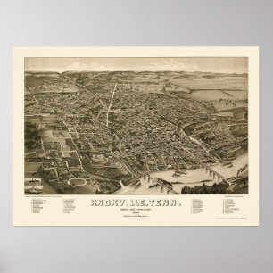 Knoxville, TN Panorama Karte - 1886 Poster