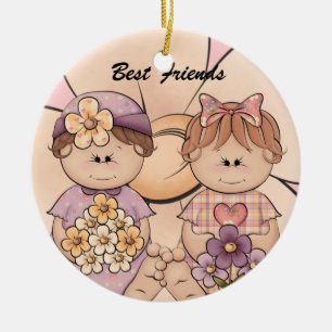 Knuddelige Baby-beste Freund-Verzierung Keramik Ornament