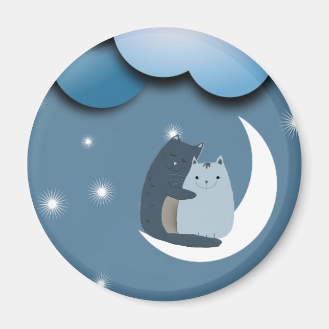 Knuddelkatzen auf dem Mond Magnet (Vorne)