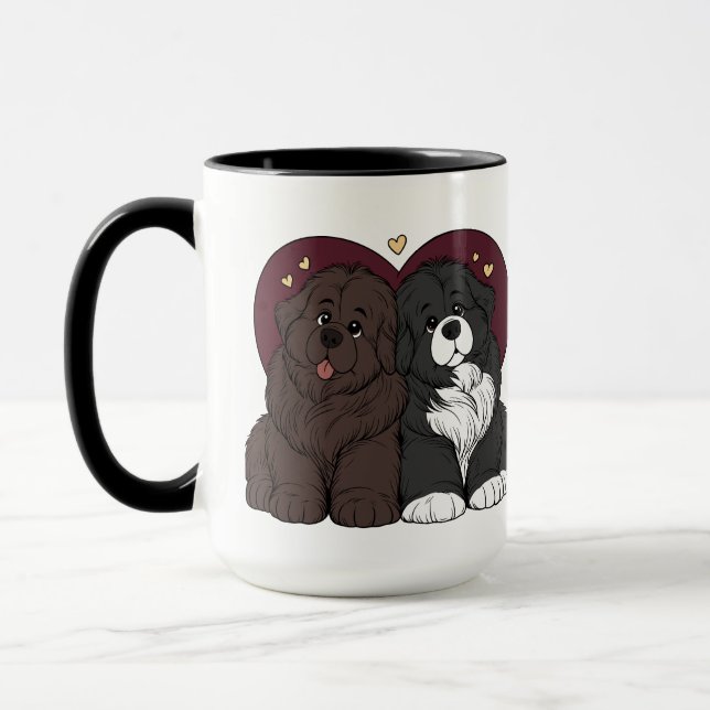 Knuddelnde Newfoundland-Welpen Tasse (Links)