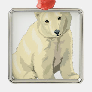 Knuddiger Eisbär Silbernes Ornament