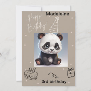 Knuddiger Panda, Geburtstagskarte beschreibbar Einladung