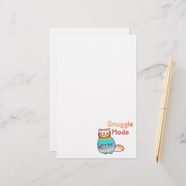 Knuddiger roter Kater Kuschelmodus Briefpapier (Vorderseite/Rückseite Beispiel)