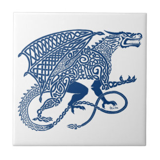 Knüpfarbeit-Blau-Drache Fliese