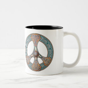 Knüpfarbeit-Friedenszeichen-Tasse Zweifarbige Tasse