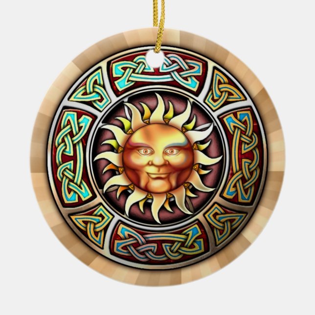KnüpfarbeitSunanhänger/-verzierung Keramik Ornament (Vorne)