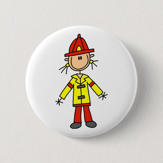 Knüppelfigur Feuerwehrmann Knopf Button (Vorderseite)