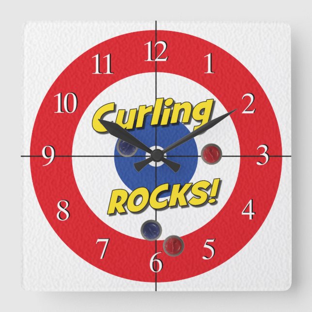 "Knurrende ROCKS!" Curlers Uhr - (rot) (Vorderseite)