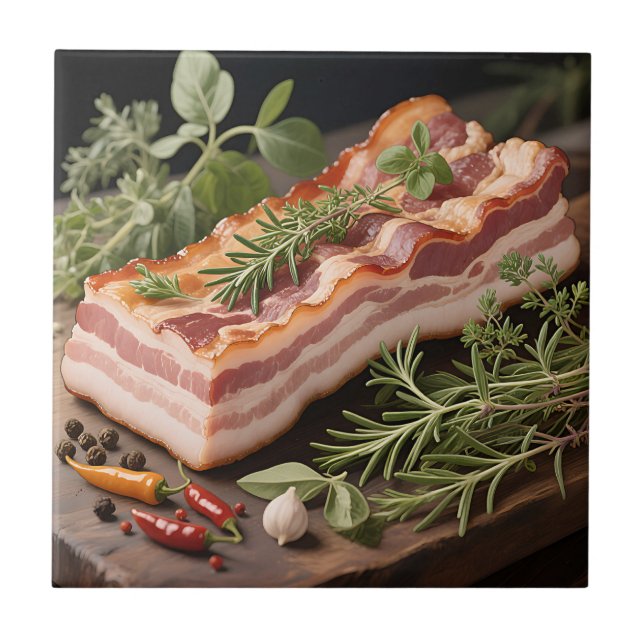 Knuspriger Bacon-Block Kräuter Fliese (Vorderseite)
