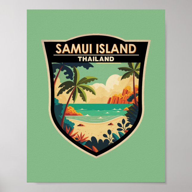 Ko Samui Island Thailand Reisen Art Abzeichen Poster (Vorne)