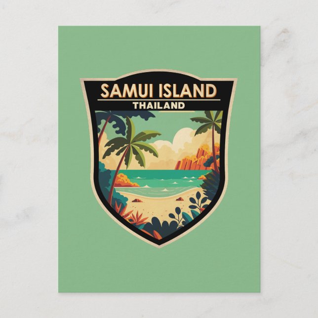 Ko Samui Island Thailand Reisen Art Abzeichen Postkarte (Vorderseite)
