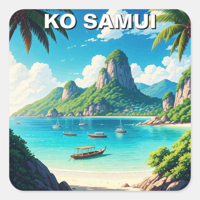 Ko Samui Thailand Quadratischer Aufkleber (Vorderseite)