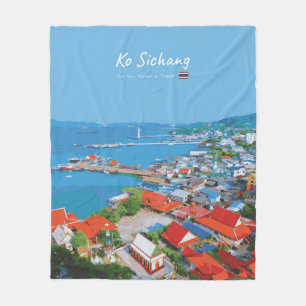 Ko Sichang, Thailand - Lebendige Hafenansicht Fleecedecke