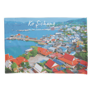 Ko Sichang, Thailand - Lebendige Hafenansicht Kissenbezug